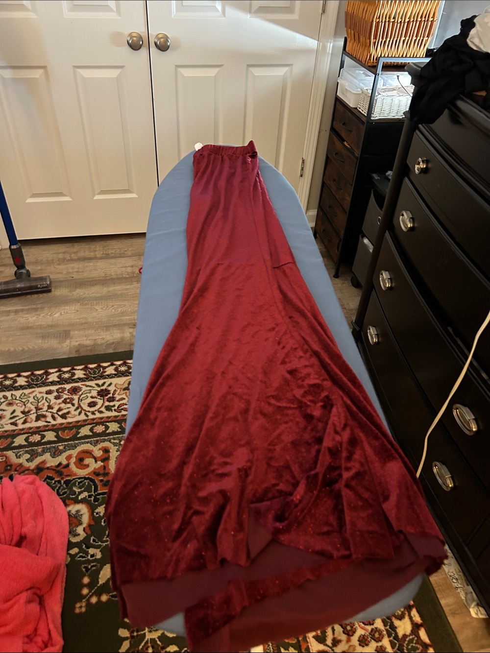 Women’s Velvet Maxi flair pant - Burgundy